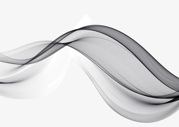 灰色装饰飘逸曲线免抠