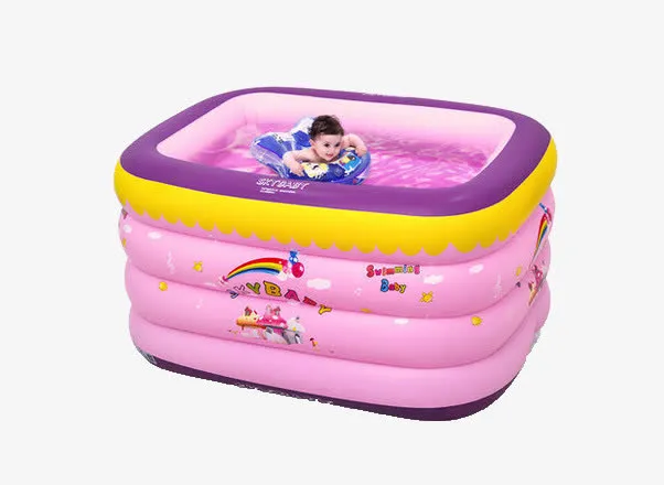 方形充气婴儿游泳池免抠