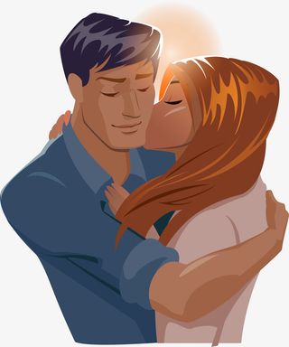 甜蜜亲吻的幸福情侣免抠