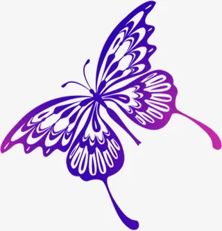 紫色唯美蝴蝶手绘免抠