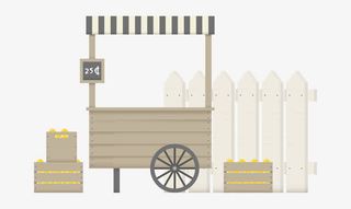 木制推车摊位免抠