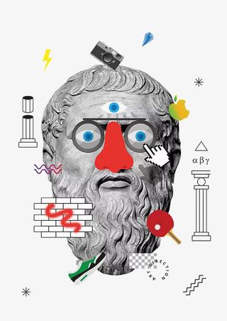 石膏人像搞怪书刊封面免抠