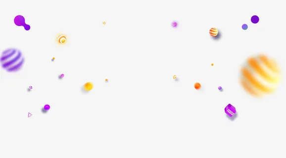 彩色卡通漂浮条纹圆球装饰免抠