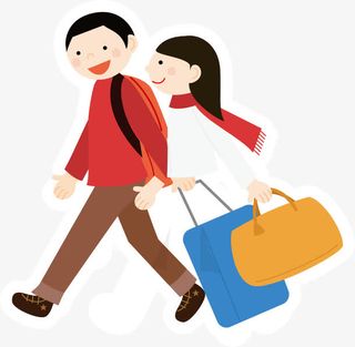 卡通新春带女朋友回家免抠