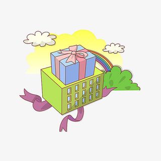 房子后彩虹免抠