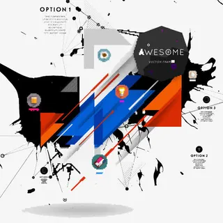 水墨潮流主题元素免抠