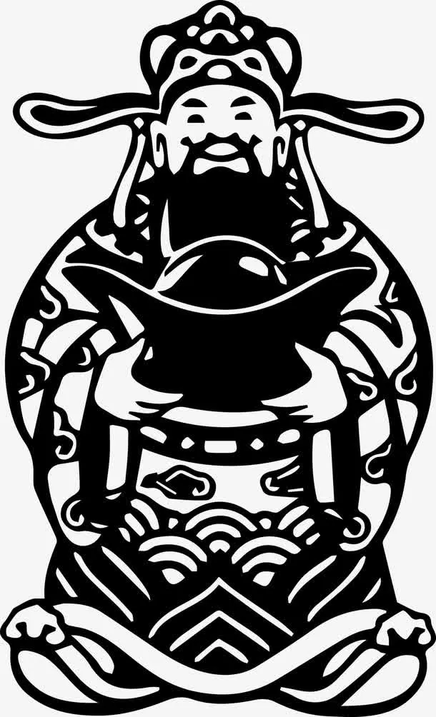 文财神线描素材免抠节日元旦/春节/元宵元素