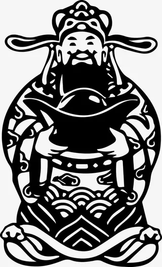 文财神线描素材免抠节日元旦/春节/元宵元素