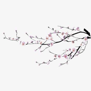 粉色水墨桃花装饰图案免抠