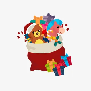 卡通圣诞礼物玩具礼包免抠