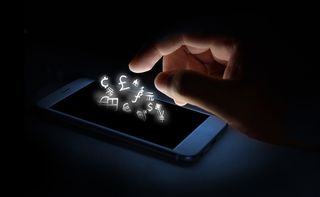 科技感电子手机边框手指背景素材高清