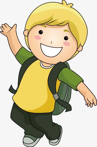 黄头发可爱卡通小学生免抠