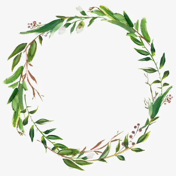 手绘绿色植物花卉免抠