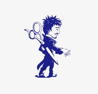 背着剪刀的理发师免抠