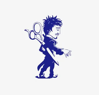 背着剪刀的理发师免抠