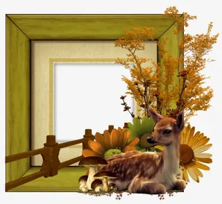 卡通中式木条相框素材免抠