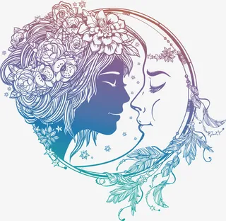 矢量图唯美男女孩素描免抠