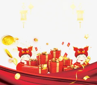 新年有礼背景psd分层图