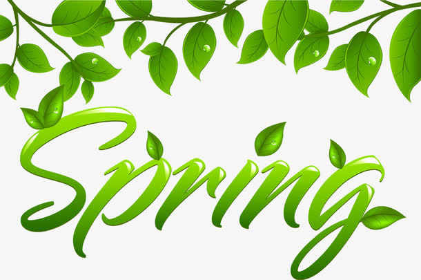 SPRING春天艺术字免抠