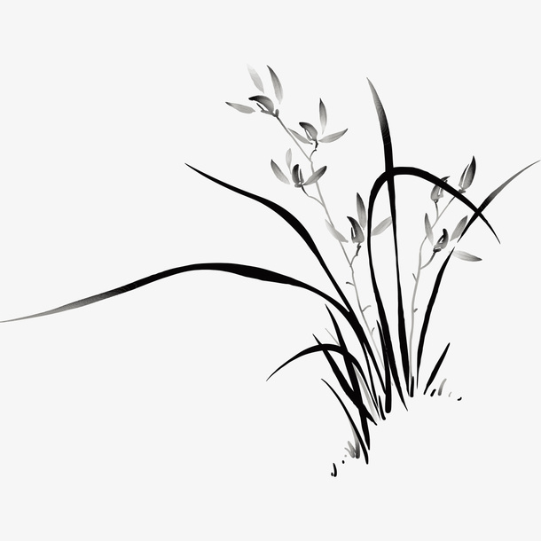 水墨花草免抠