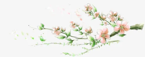 粉色古风桃花树枝免抠