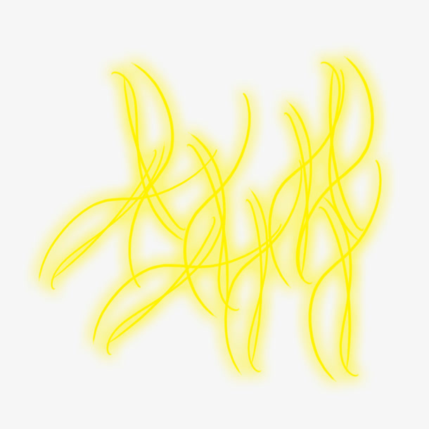 黄色线条荧光素材免抠