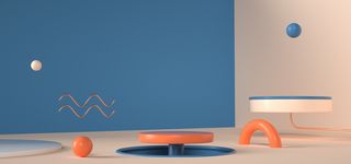 C4D，蓝色，橘色，场景，建模，背景高清