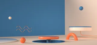 C4D，蓝色，橘色，场景，建模，背景高清