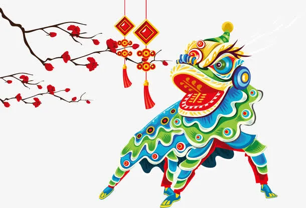 矢量图新年舞狮免抠