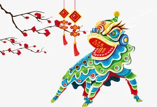 矢量图新年舞狮免抠