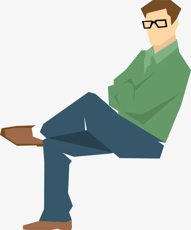 人物插画坐着的男人免抠