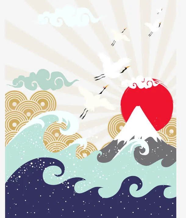 山太阳日本插画免抠