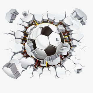 砸破墙的足球免抠