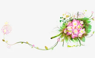 水彩花朵藤蔓免抠