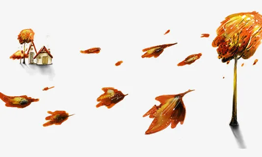 秋天的村庄树免抠