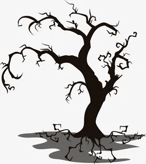 黑色简约枯树免抠