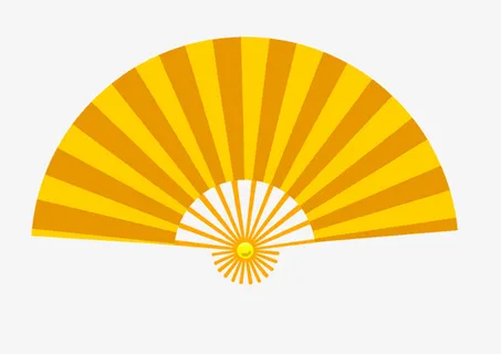 国潮风手绘黄扇子免抠