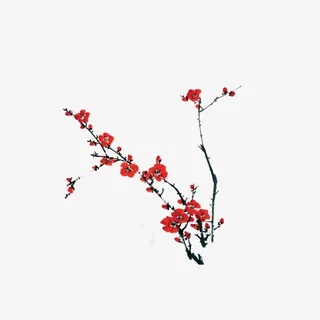 梅花手绘梅花红色梅花免抠