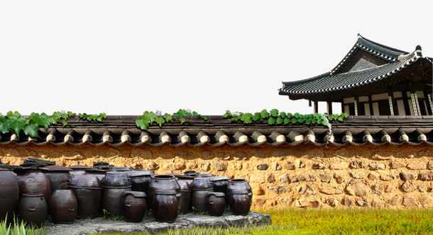 亭子围墙草地酒桶免抠素材免抠