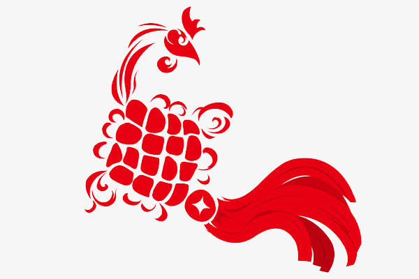 中国结版鸡图案免抠