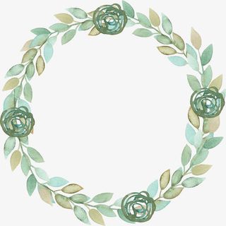 手绘绿色花环免抠