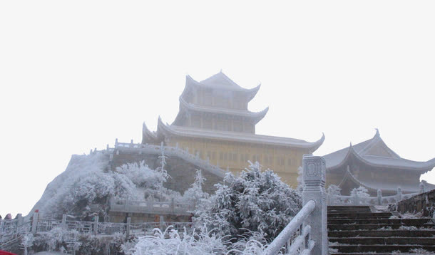 峨眉山金顶雪景免抠