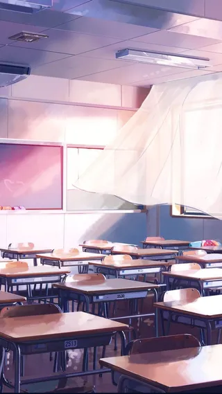 手绘唯美教室H5背景素材高清