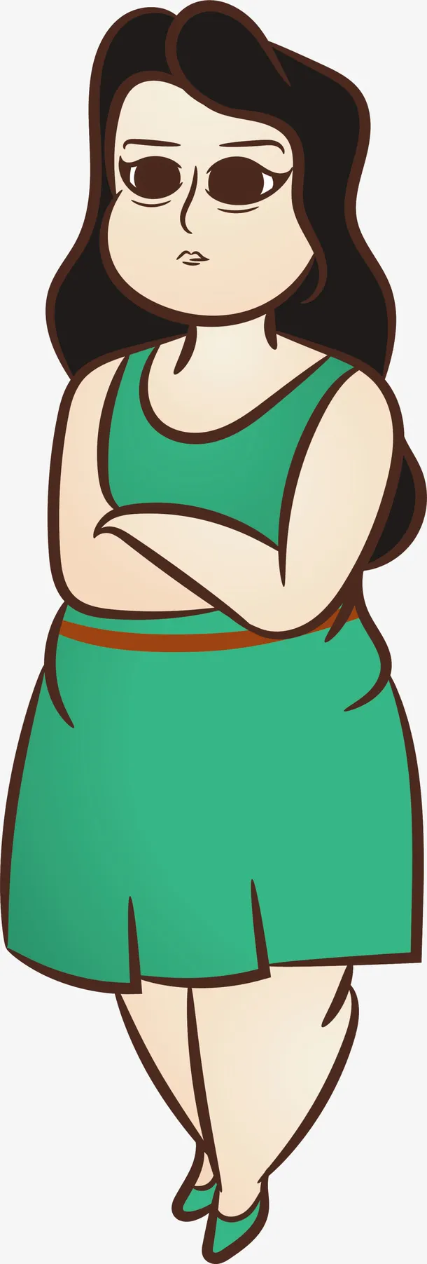 呆萌绿衣微胖女人免抠