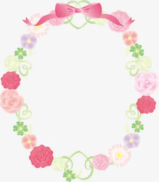 多彩美丽蝴蝶结花环免抠