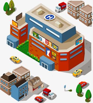 街道楼房场景免抠