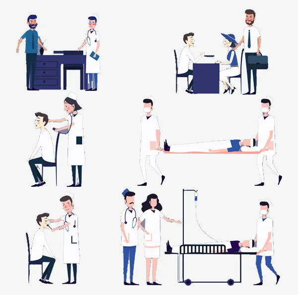 医生和患者们。免抠