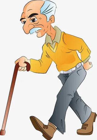 漫步行走的老爷爷免抠