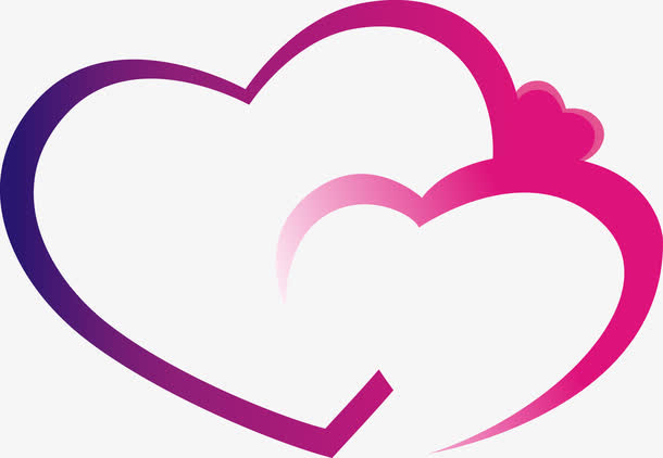 渐变情人节浪漫心桃免抠