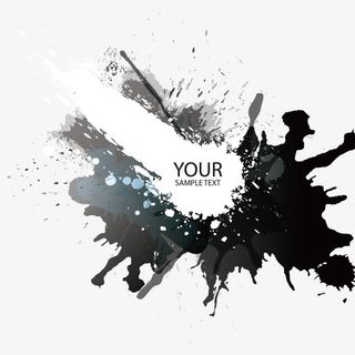 矢量喷溅水墨装饰图案免抠